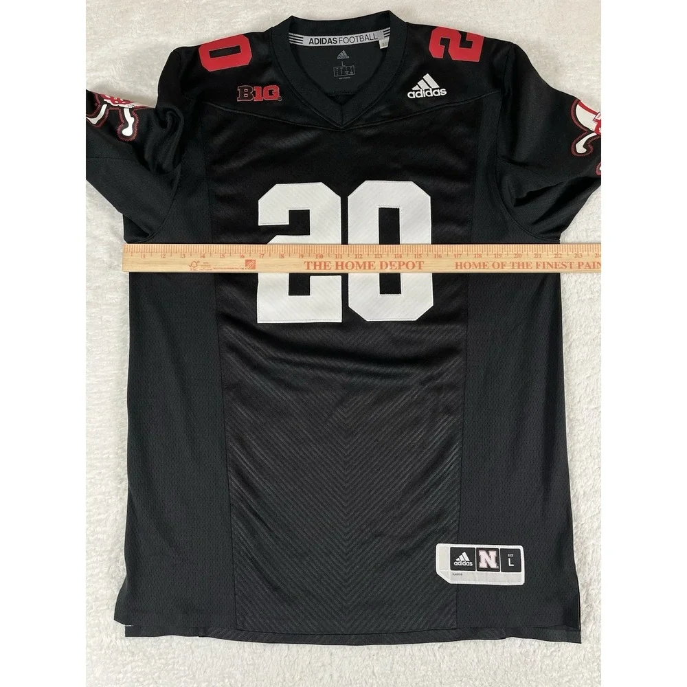 Adidas Nebraska Cornhuskers #20 Black Stitched Football Jersey‎ Sz L Skull Bones